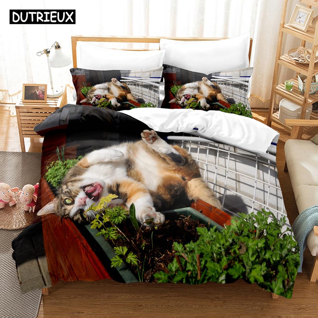 3D Cat Bedding Sets Duvet Cover Set With Pillowcase Twin Full Queen King Bedclothes Bed Linen
