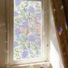 Translucent Floral Window Privacy Film PVC Static Stained Glass Cling  For Living Room