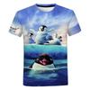 Summer New Penguin Pattern Men's T-shirt Fun Element Round Neck Extra Large Comfortable Short sleeved Top