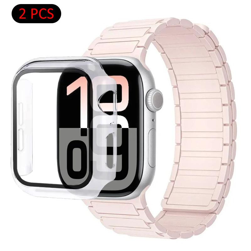 Silicone Strap+Case For Apple Watch Ultra 3/2/1 49mm 11 10 46mm 42mm Magnetic Band iWatch 9 8 7 45mm 41mm 6 5 SE 44mm/40mm Cover