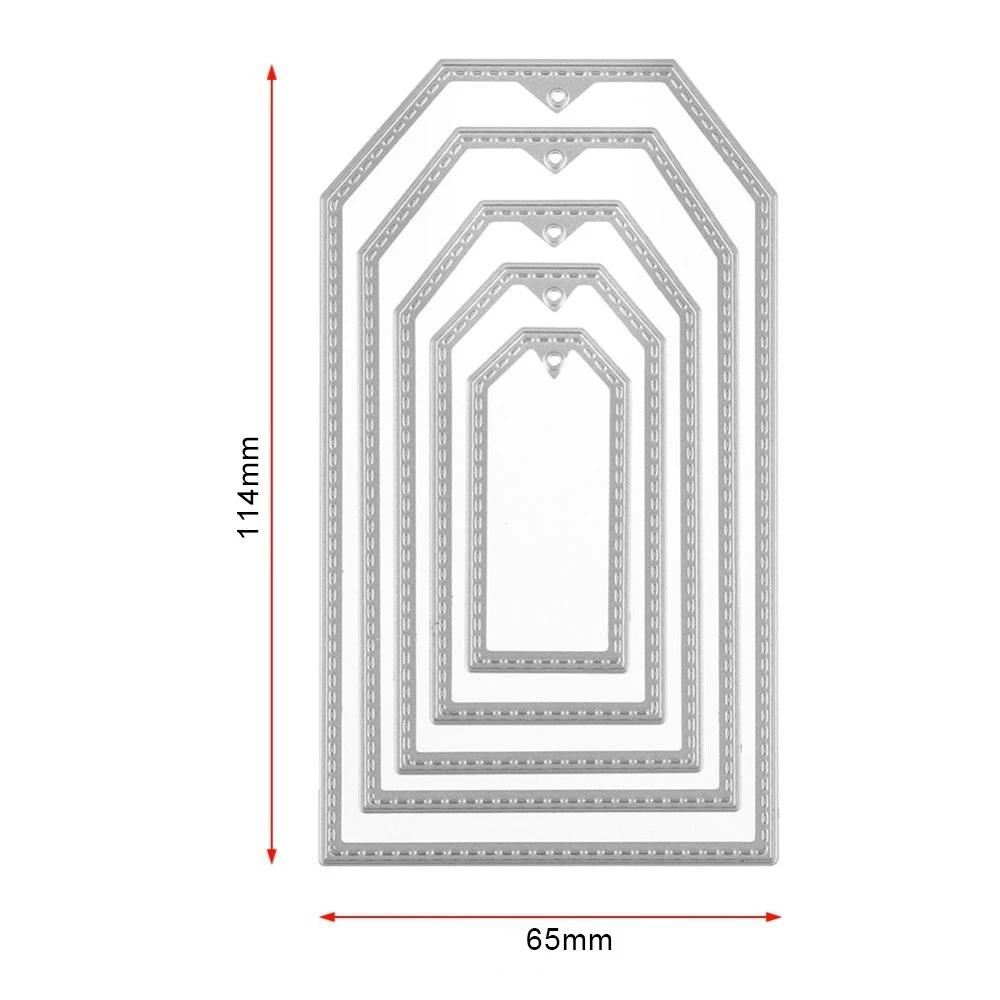 5Pcs/set Label Frame Christmas Tag Stencils Scrapbooking Photo Album Paper Cards Embossing Craft Die