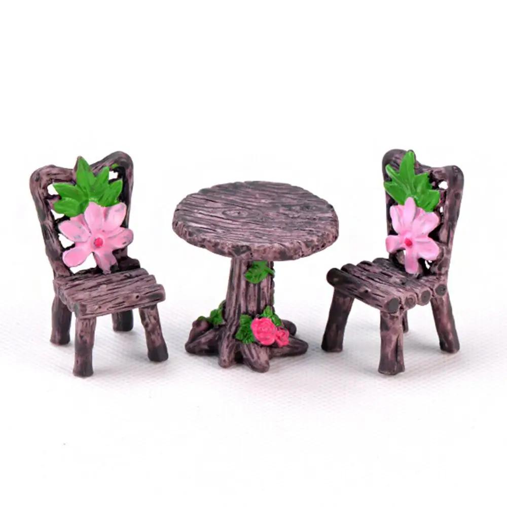 1Pair Miniature Park Seat Miniature Bench Chair Figurine DollHouse Furniture Accessories Bonsai Home Decor Fairy Garden Ornament