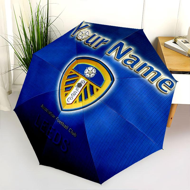 1 PC Automatic Folding Umbrella - Leeds United Custom Name Pattern, Portable & Foldable Design with 8 Ribs, Christmas Birthday Gifts