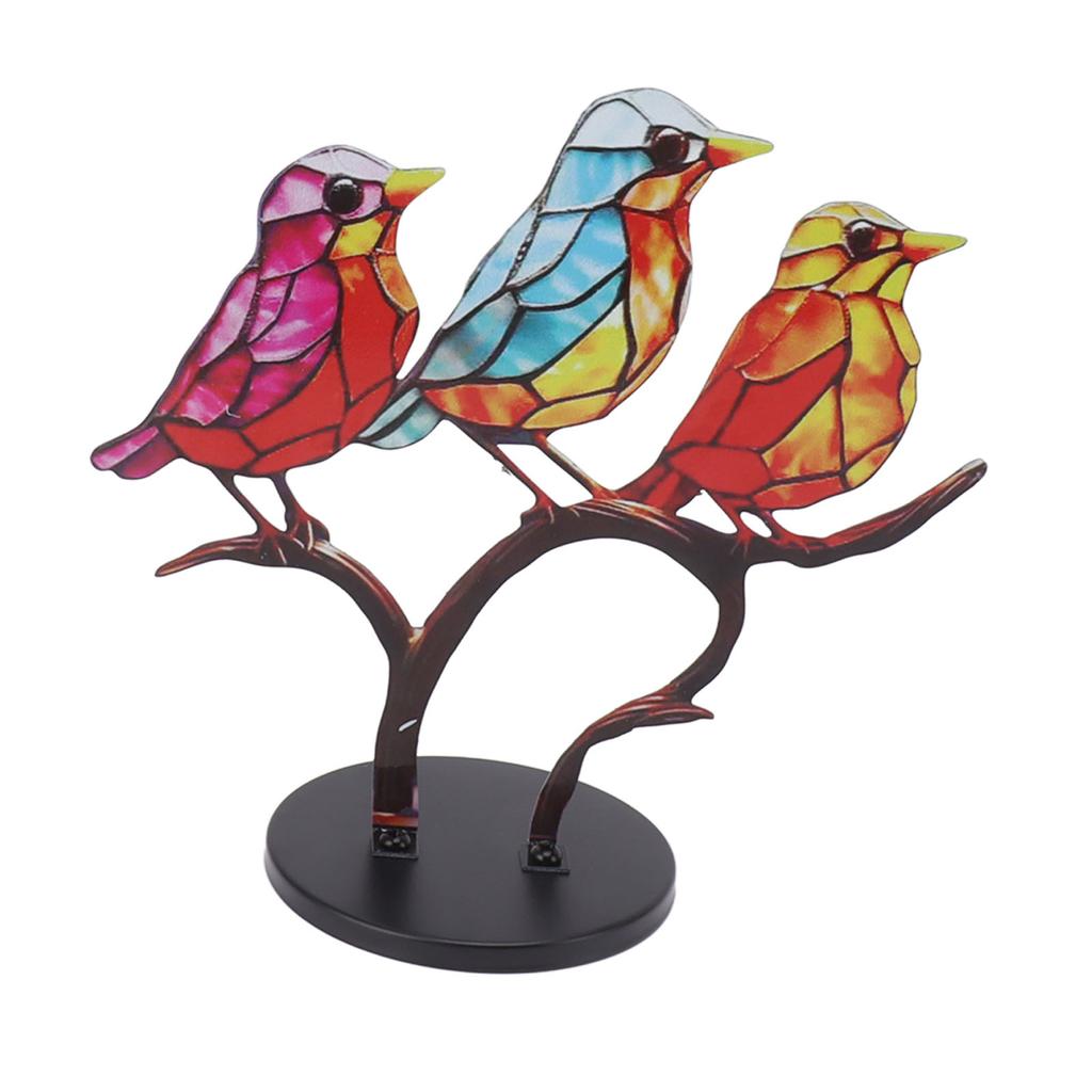 Birds On Branch Desktop Ornaments Iron Double Painted Bird Colorful Birds Ornament Tablet for