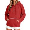 Felpa da donna con cappuccio, manica lunga, bottoni frontali, tasca, colore, per uso casual quotidiano