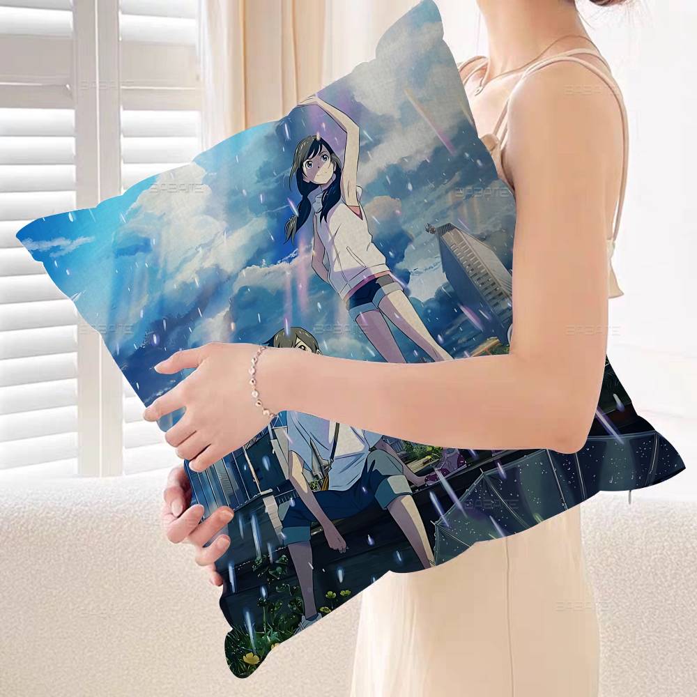 Cartoon Weathering With You Pillow Gift Home Office Decoration Pillow Bedroom Sofa Car Cushion CoverPillow Case