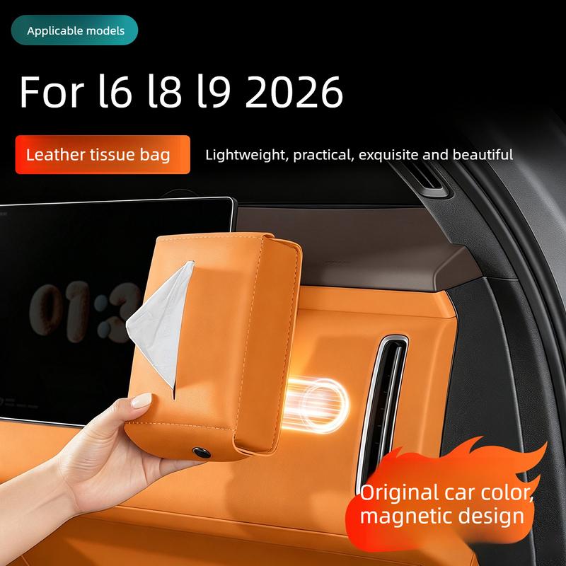 Car Tissue Box for Li Auto I6 I8 L6 L7 L8 L9 Livis 2026 Original Car Color Leather Tissue Box Automotive Interior Modification