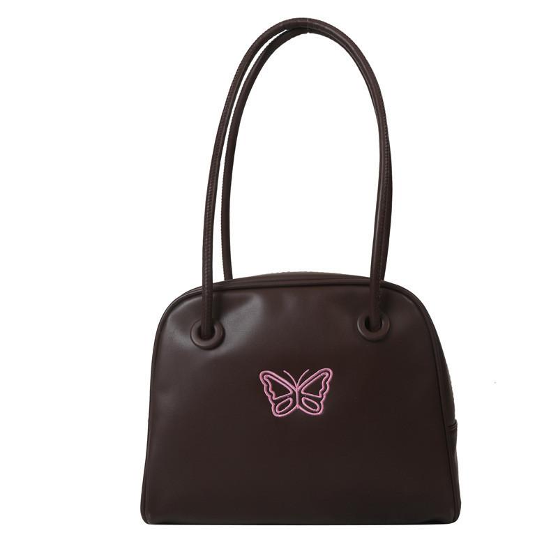 Versatile Commuter Medium Shell Bag Trendy Pu Handbag With Stitching Ideal For Daily Outfits коричневый