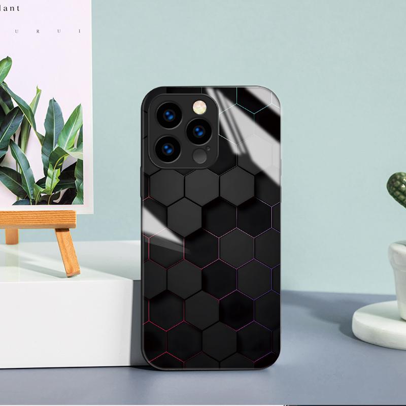 Obudowa z hartowanego szkła Sześciokątny wzór plastra miodu Drukowana osłona ochronna Miękka obudowa TPU Shell dla Xiaomi Redmi