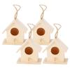 4PCS Wood Bird Nests Hanging Birdhouse Breeding Box Bird Cage for Garden DIY Decor