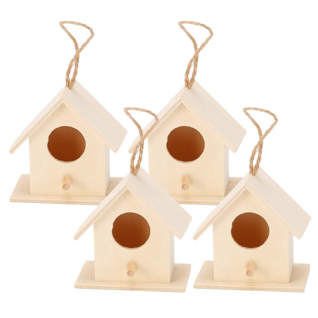 4PCS Wood Bird Nests Hanging Birdhouse Breeding Box Bird Cage for Garden DIY Decor