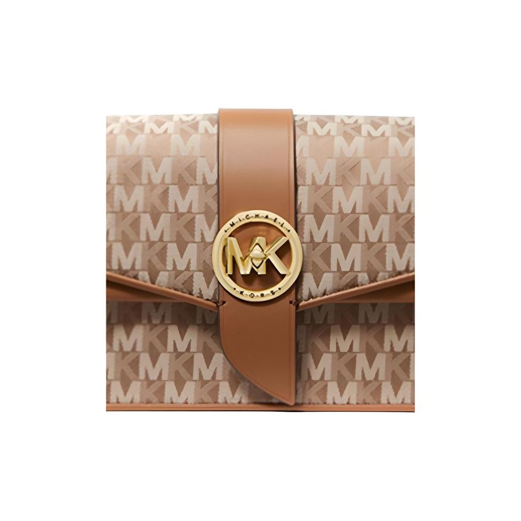 Michael Kors Mk Greenwich Casual Commuter Monogram Logo Buckle Fabric Shoulder Bag Women shoulder bag Acorn-Brown 30S2GGRL2J-230