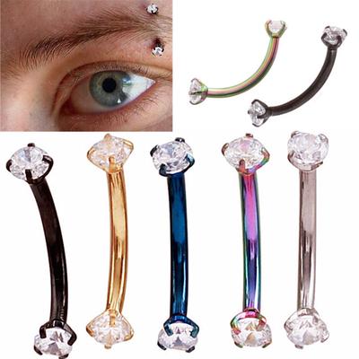 Parıltılı Elmaslar Kaş Piercingi Vücut Piercingi Takı 5 Renk Kaş Tragus Bar Piercing Kavisli