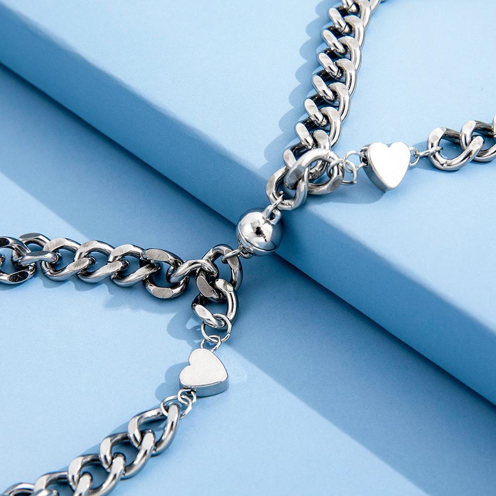 Direct Sales New Peach Heart Bracelet Love Magnet Couple Bracelet a Pair of Men's and Women's Bracelets