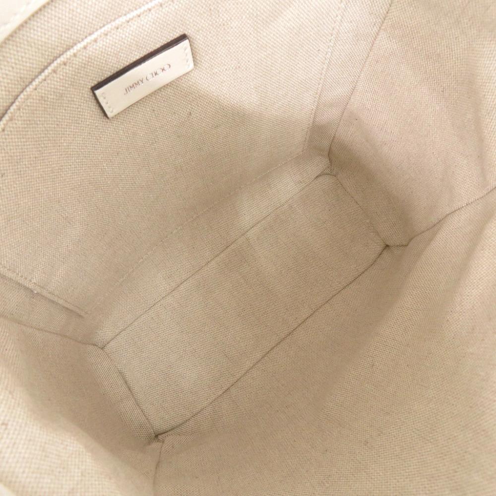 Used AUTHENTIC JIMMY CHOO 2WAY BRIA Star Studs Tote Bag White Leather
