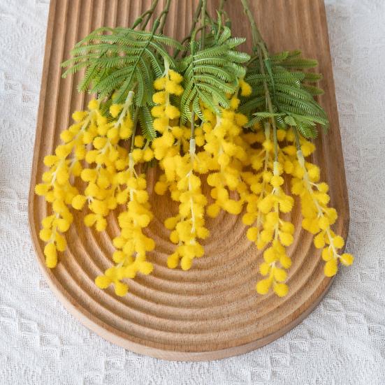 Fake Long Stem Albizia Artificial Simulation Plastic Albizia Flower Faux Floral Bouquet Arrangements for Home Wedding Decoration