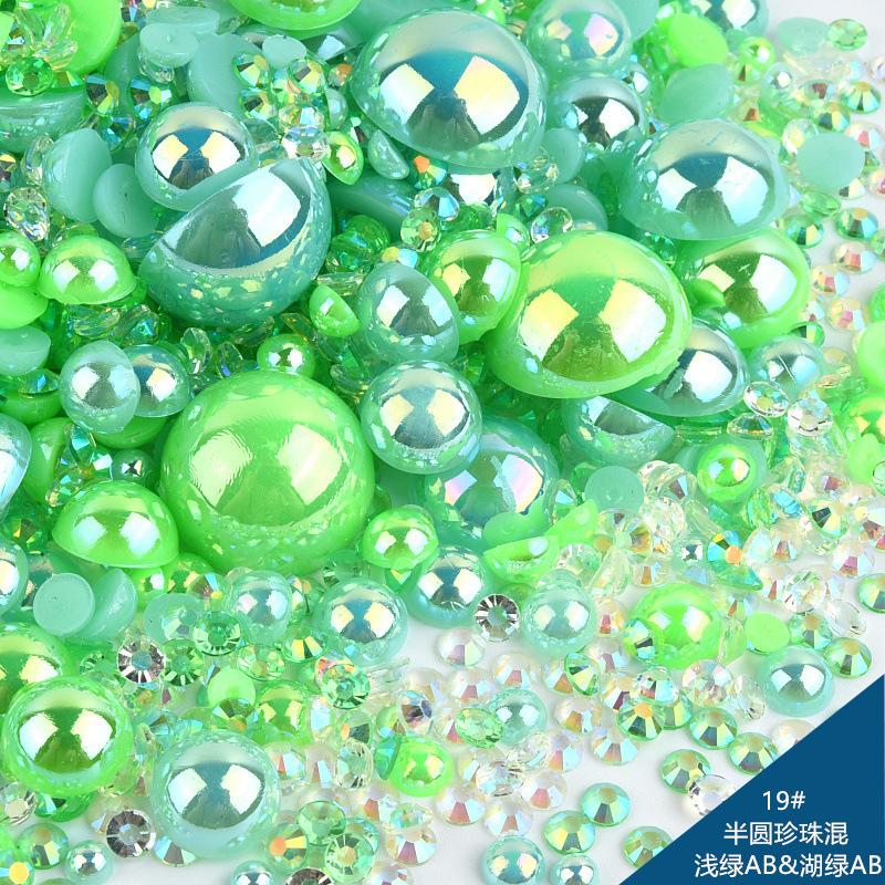 Mixed Abs Semicircular Pearl Resin Flat Bottom Diamond Set Imitation Pearl Mixed Size Diy Jewelry Accessories