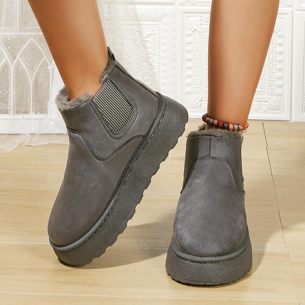 Damskie Gładkie Puszyste Buty Wsuwane Zimowe Ciepłe Antypoślizgowe Buty