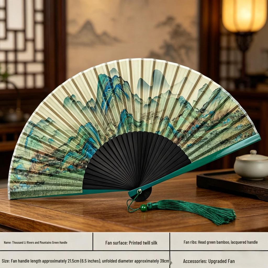 Er Qing Ancient Chinese Hanfu Dance Fan: Portable Silk Fan for Women