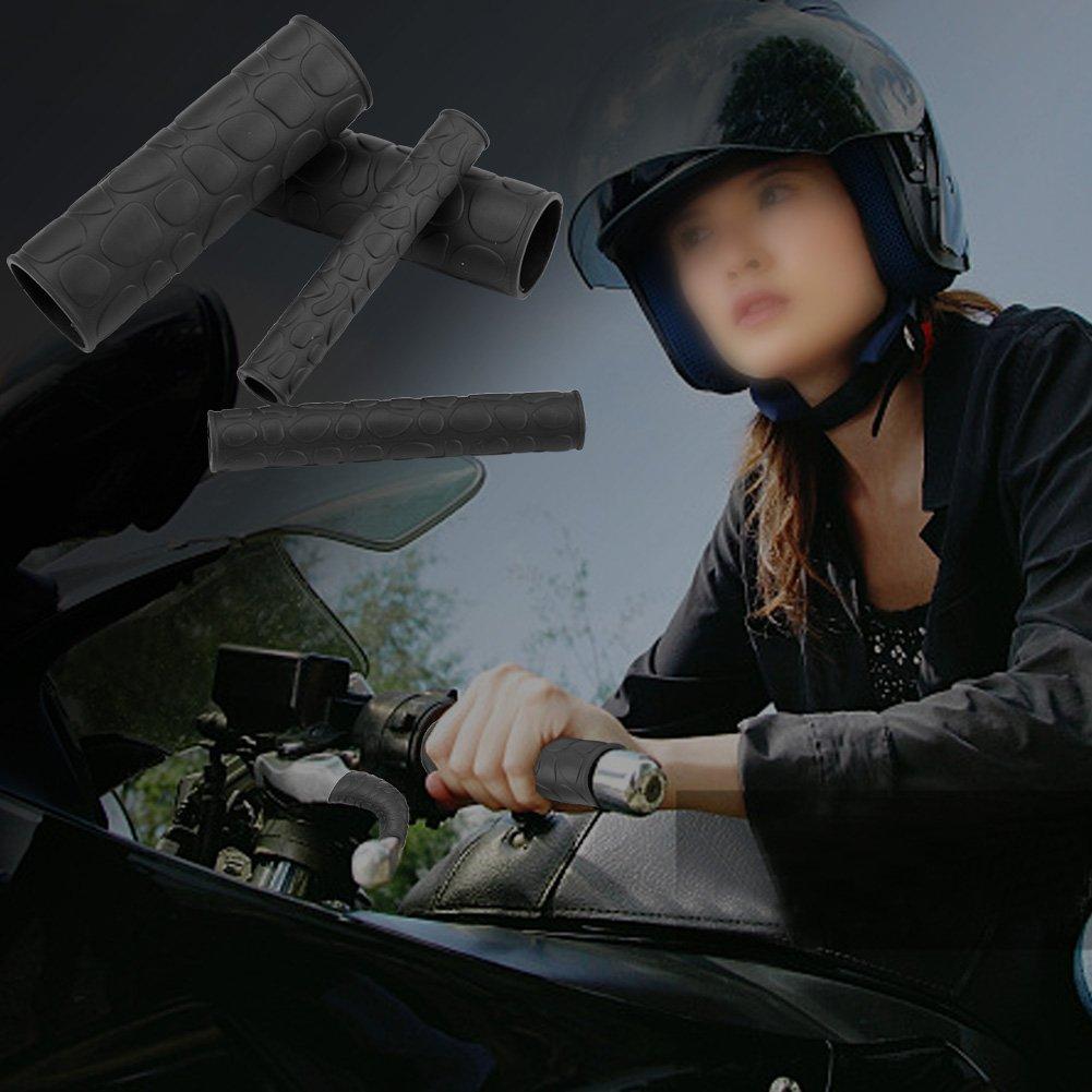 Grip Shrink Tubes Qiilu 1 Pair Universal Motorcycle Anti Slip Soft Rubber Handlebar Grip Cover + Brake Lever Cover (Black)