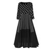 Women Vintage  Wave Point Print Dress Long Sleeves  Maxi Dress