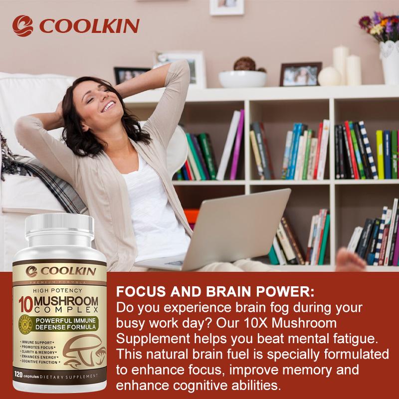 Coolkin - 10 Mushroom Complex Dietary Supplement - Brain Health