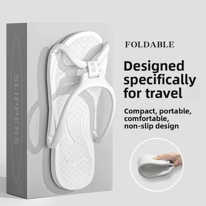 Foldable Travel Slippers Unisex EVA Flip Flops Hotel Non Slip Bathroom Indoor Outdoor Portable Lightweight Comfortable 35-36