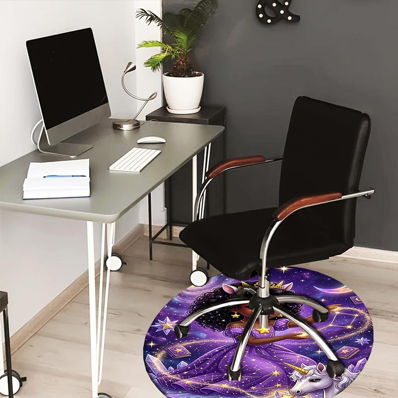 

1PC Magical Unicorn Non-Slip Floor Round carpet, Office, family, bedroom, Large Area Rug Indoor Rugs, Durable Polyester-L0371 80cm by 80cm