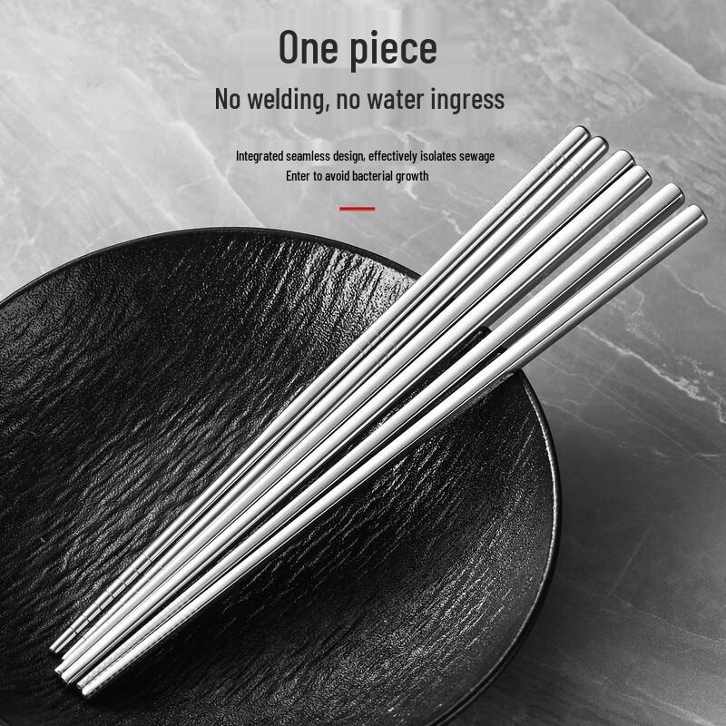 304 Stainless Steel Anti-slip Chopsticks - 10 Pairs