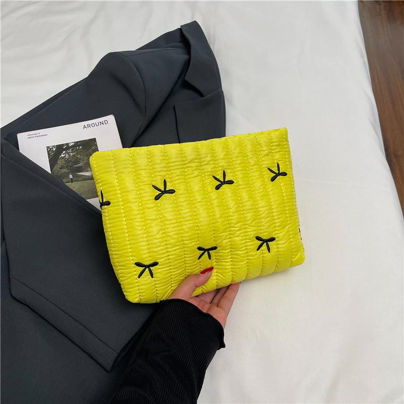 

Winter New Simple Mini Bags Fashi Corduroy Butterfly Print Large Capacity Makeup Handbag Casual and Versatile Messenger Bags жовтий