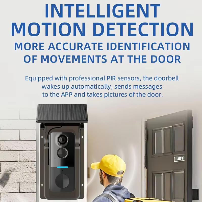 Tuya WiFi Doorbell with Solar Rain Cover Wireless Video Doorbell Camera PIR Motion Detection Outdoor Door Bell Video Intercom