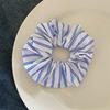 Striped Blue Color Scrunchies Large Size Hair Ties Fresh Sweet Elastic Hair Band Women Hair Accessories
