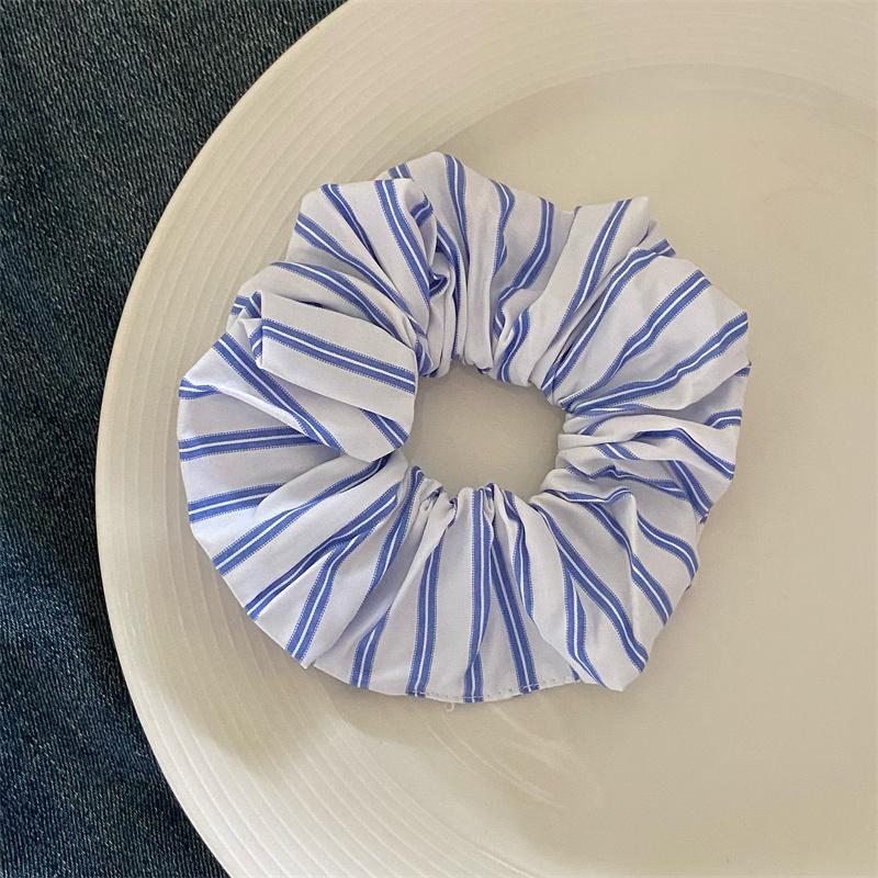 Striped Blue Color Scrunchies Large Size Hair Ties Fresh Sweet Elastic Hair Band Women Hair Accessories