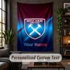 Arazzo da Parete Personalizzato, Testo Personalizzato West Ham United FC, Tessuto Morbido Arte da Parete per Decorazione Interna