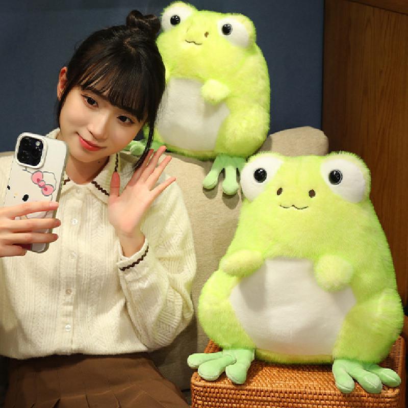 New Two-tone Cashmere Little Frog Plush Toy Smiling Frog Doll Children's Companion Doll 20cm 0.15kg