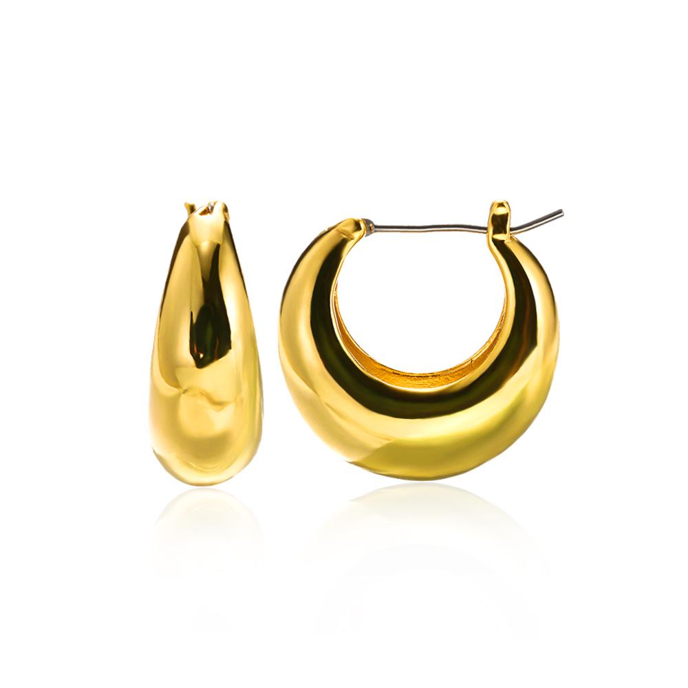 Boucles d'oreilles rondes épaisses vintage pour femmes Couleur dorée Acier inoxydable Boucle d'oreille torsadée Statement Bijoux de mariage Noël Cadeau