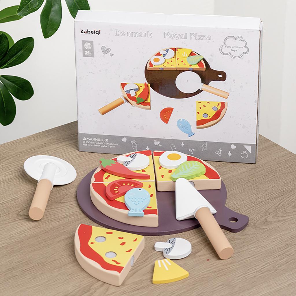 Children's Wooden Simulation Pizza Puzzle Toy
