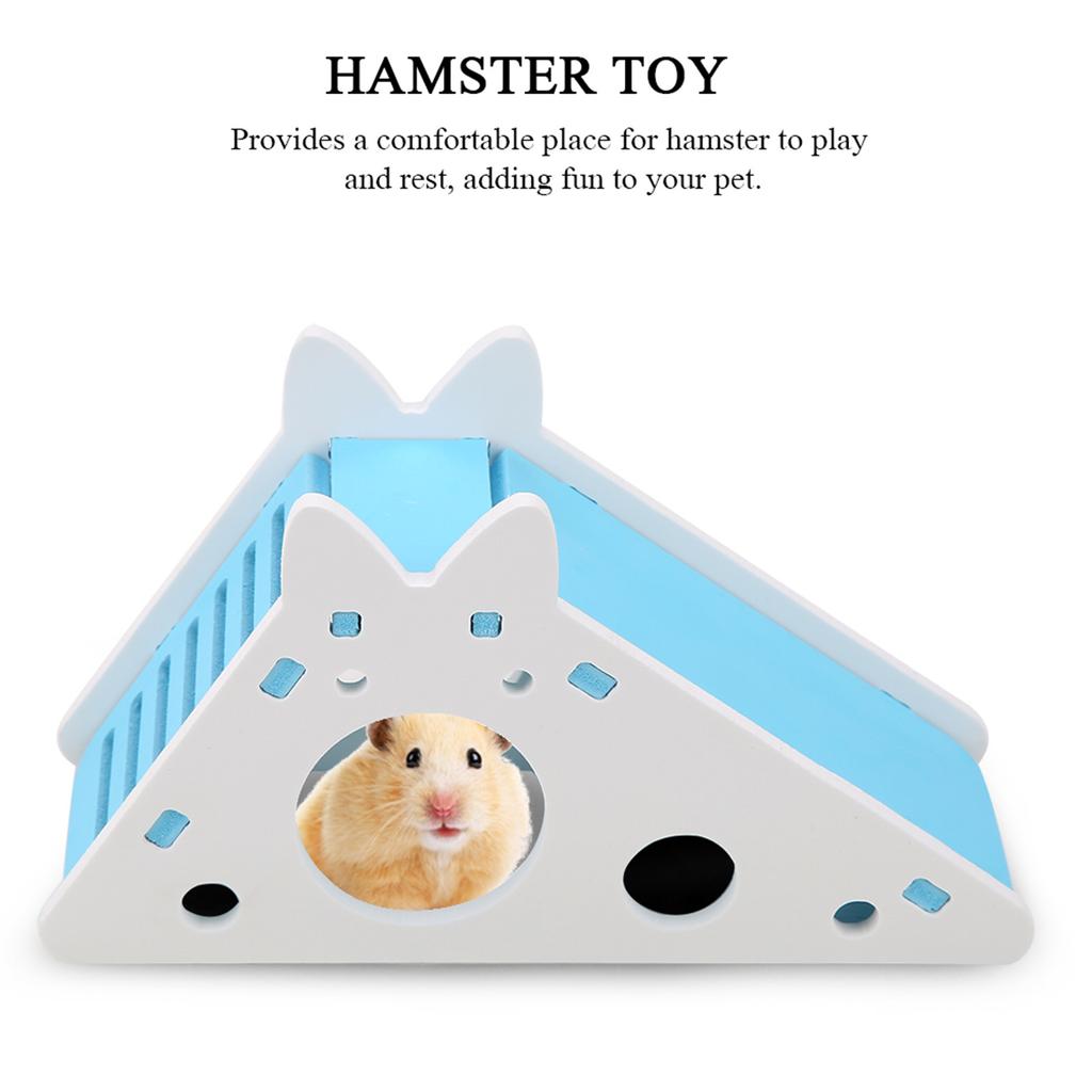 Wooden Hamster House Rest Nest Assembly Climbing Stairs Small Pet Exercise Playing Toy(Blue)