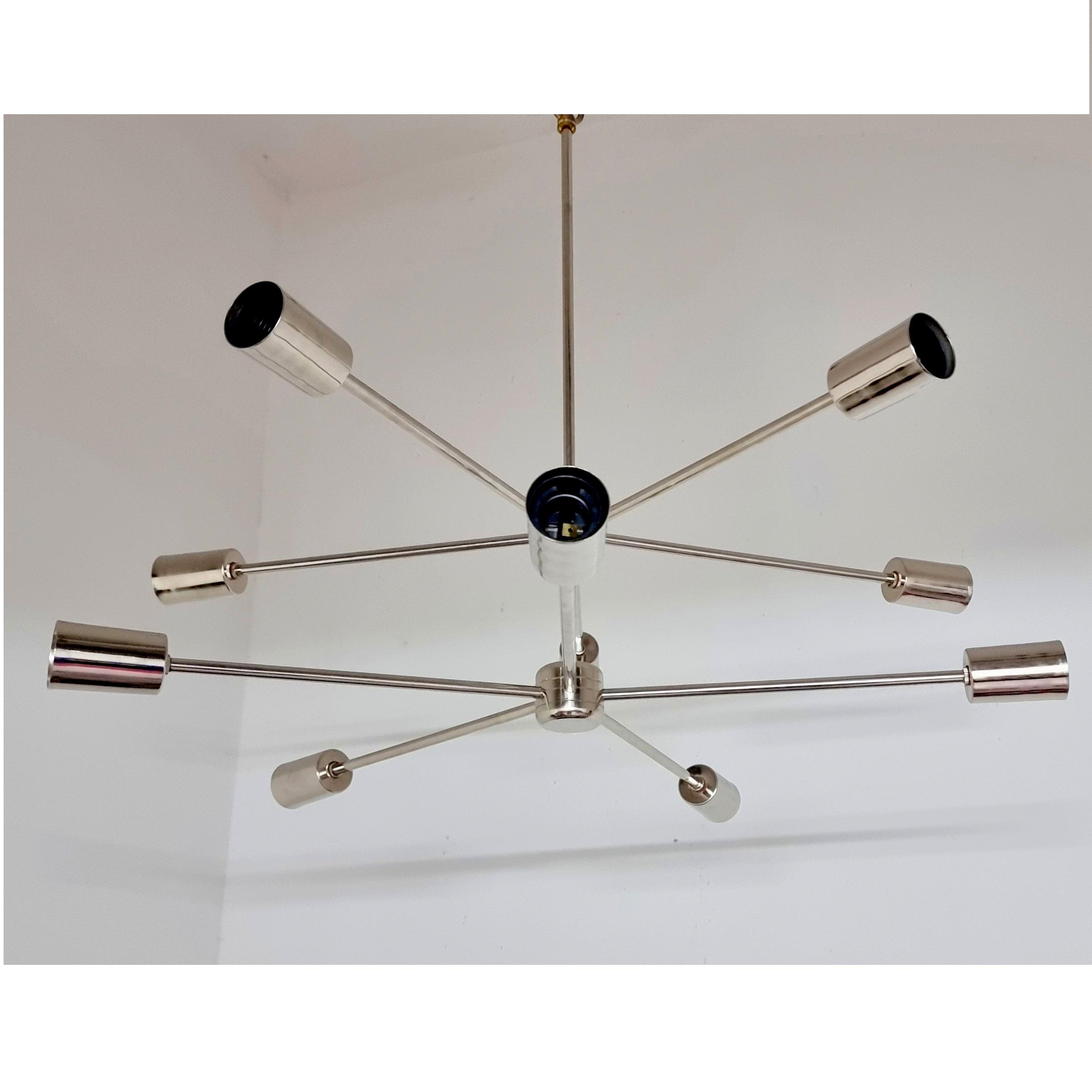 Doppelrad Chrom Leuchte 10 Arme Windrad Metall Kronleuchter Bestens für Schlafzimmer und Flur 28" Diameter silber