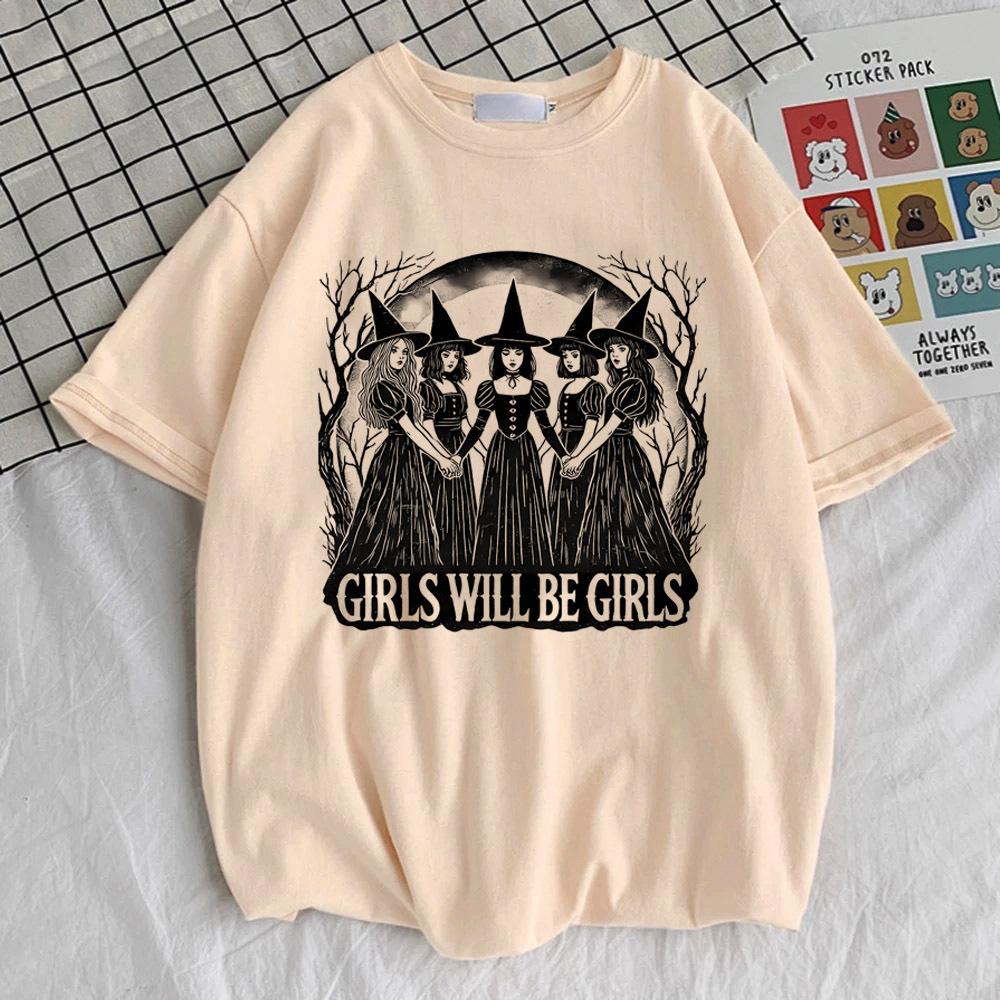Girls Will Be Girls Witch teen hip hop Grunge streetwear Digital Gothic t shirt graphic anime Retro Comfortable harajuku hip hop S