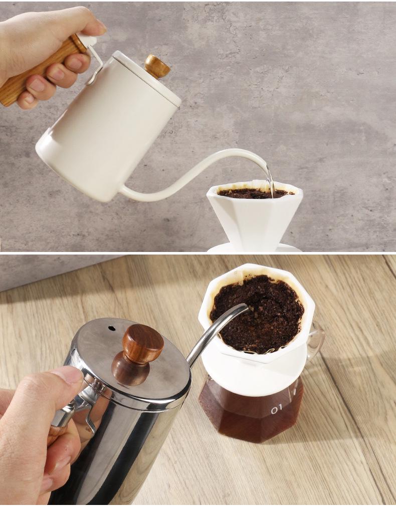 With Siphon Kettle Gooseneck Coffee Solid Wood Handle
