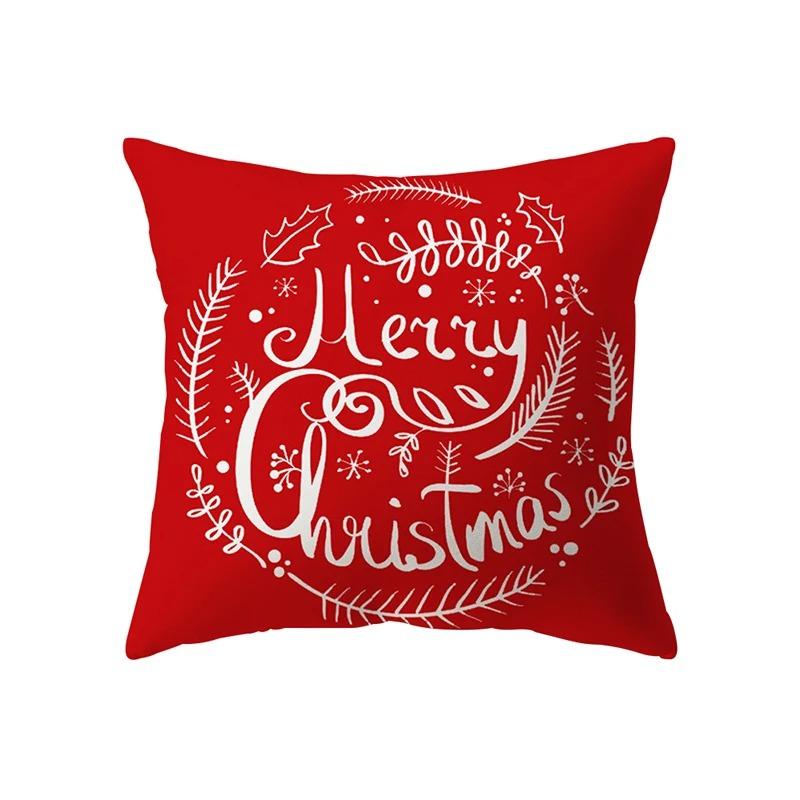 Christmas Decoration Theme Cartoon Print Pattern Cushion Cover For Home Living Room Sofa Pillow Cover
