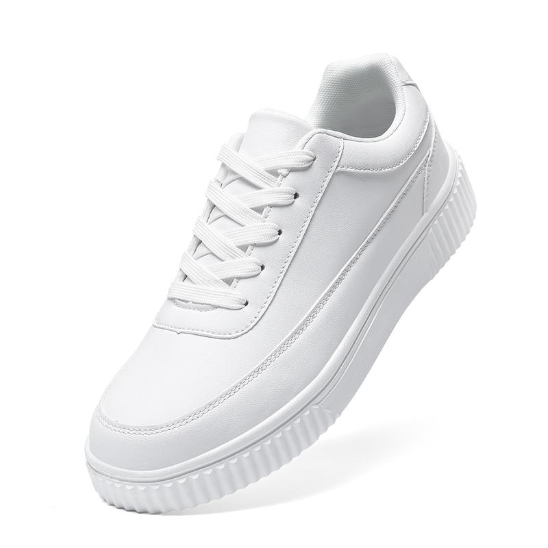 MAEDEF Unisex Casual Shoes Lightweight Breathable Sports Style Small White Shoes PU Leather Footwear Flat Sneaker for Men Women