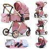3-in-1 Babykinderwagen mit Babywanne und Autositz – Kombikinderwagen mit großem Korb neues Modell