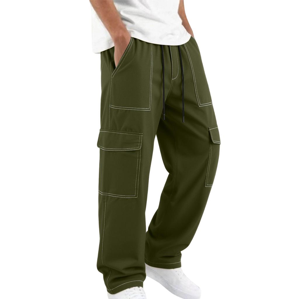 Men's Cargo Pants with Multiple Pockets - Casual Multi-Pocket Trousers for Everyday Wear