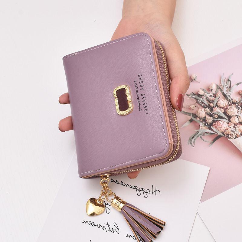 

Женский милый складной кошелек в корейском стиле: 2025 Новый Короткий Студенческий Кошелек для Монет и Карт. фиолетовый