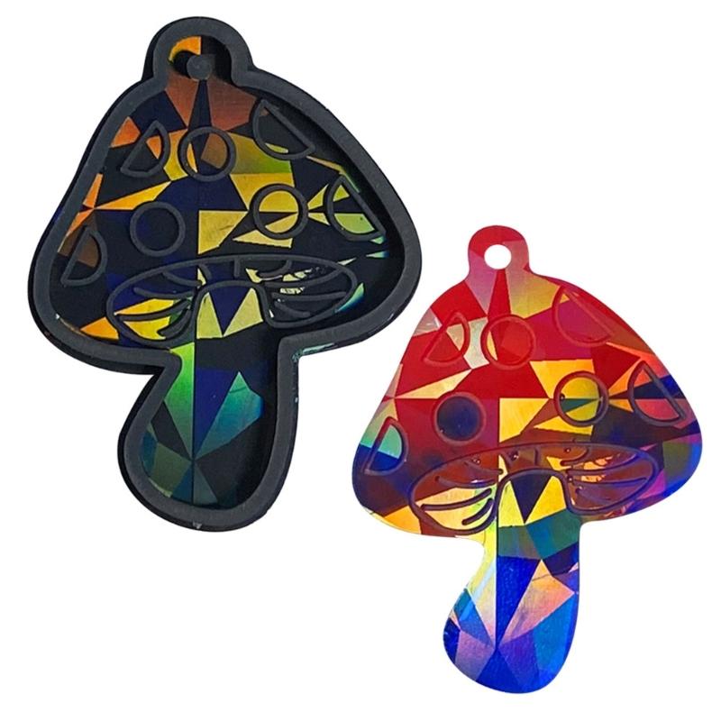 Mushroom Keychain Mold Cute Shiny Glossy Mushroom Shape Silicone Casting Molds with Hole for DIY Keychain Pendant