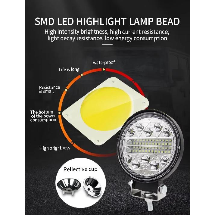 2/4/6 Pcs Inch Waterproof LED Work Light Spot Fog Lamp 12V 24V Offroad Light Bar Universal for 4x4 SUV ATV Tractor Boat Vehicle