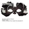 Elegant Mysterious Dance Party Mask Feather Masquerade Masque, Halloween Half Face Vintage Venetian Carnival Festival Decor Eye Masque for Costume,