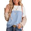 New Color Block Casual Loose Pullover Sweatshirt T-shirt for Women, European American Style Crossbody Women's Top